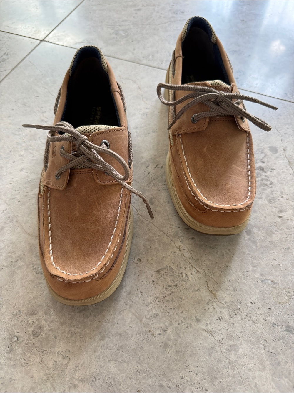 Sperry Big Boy’s Tan Leather Boat Shoes